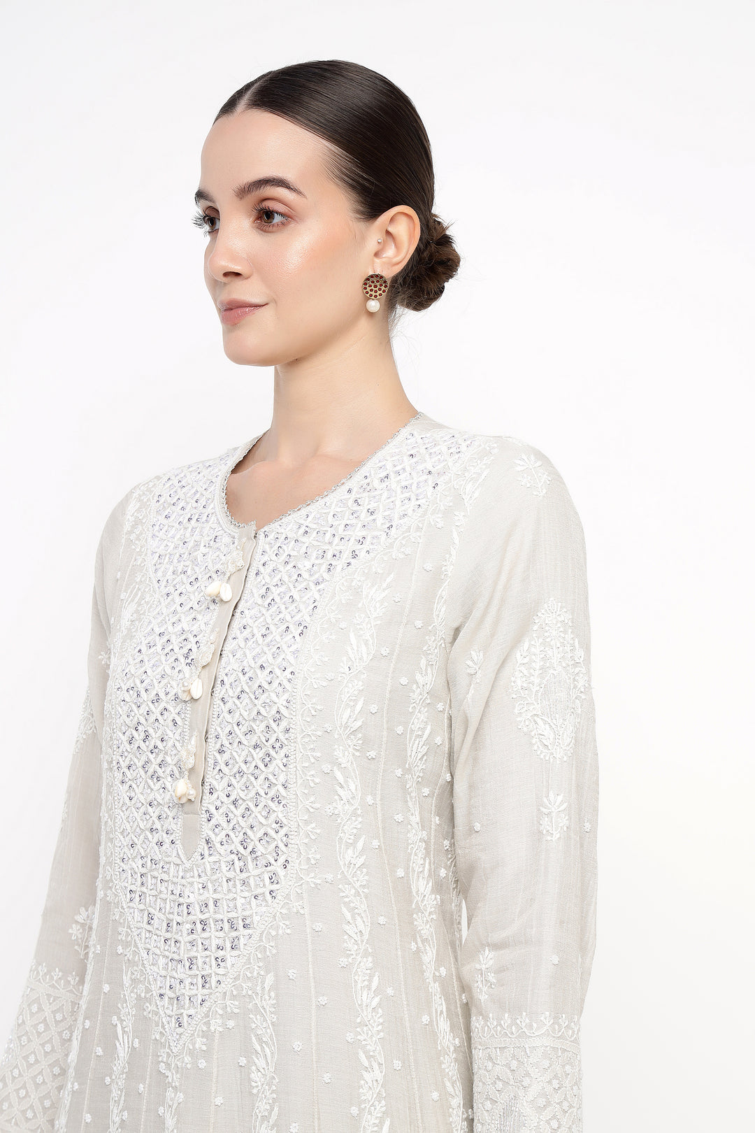 Grey Tissue Safani Anarkali