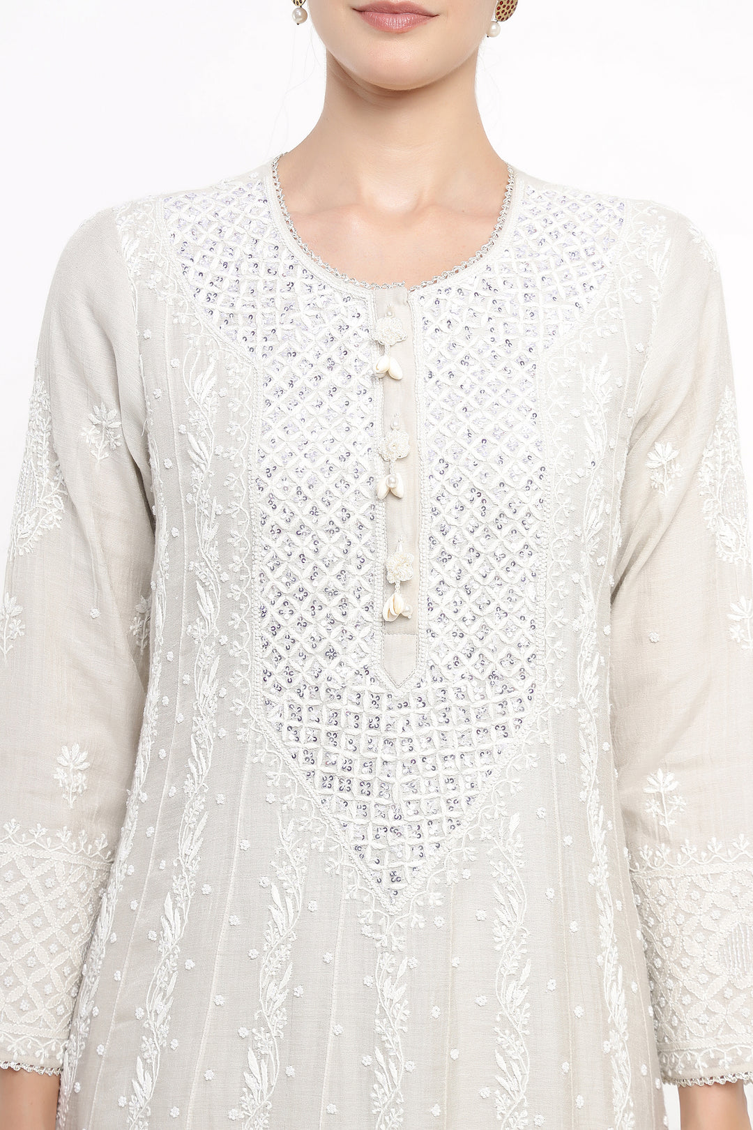 Grey Tissue Safani Anarkali