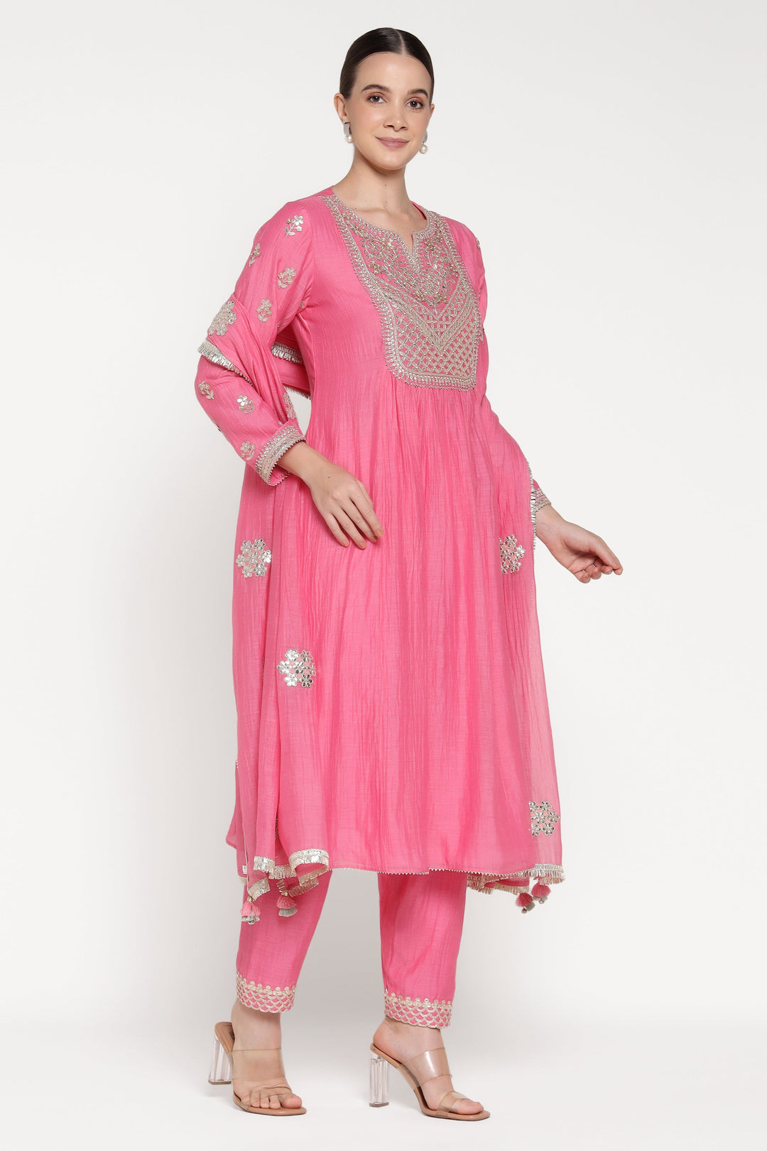Hiraya Pink Vrinda Yoke Kurta Set