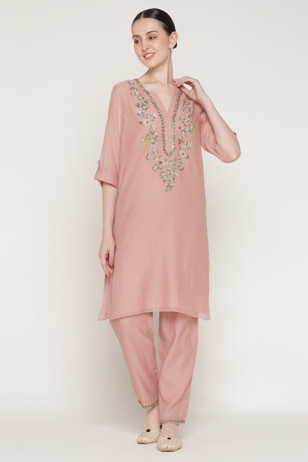 Pink Noor E Phool Coord Set