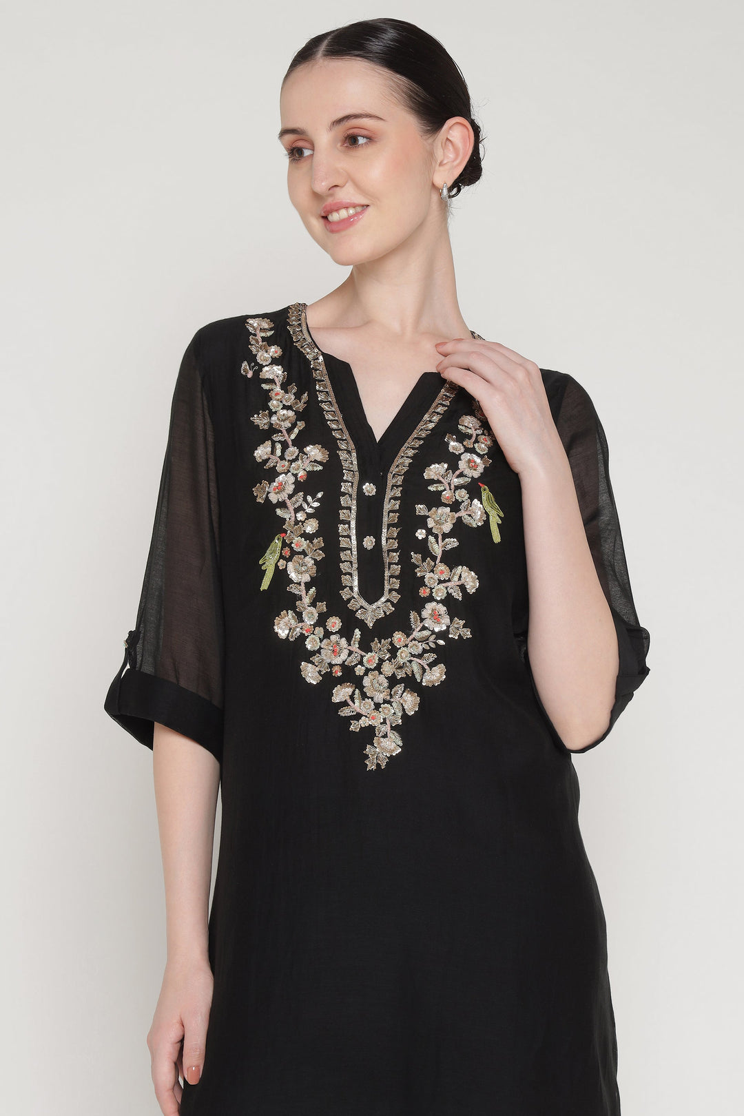 Black Noor E Phool Coord Set