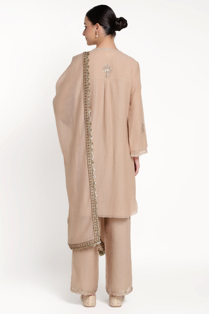 Beige Noor E Bow Kurta Set