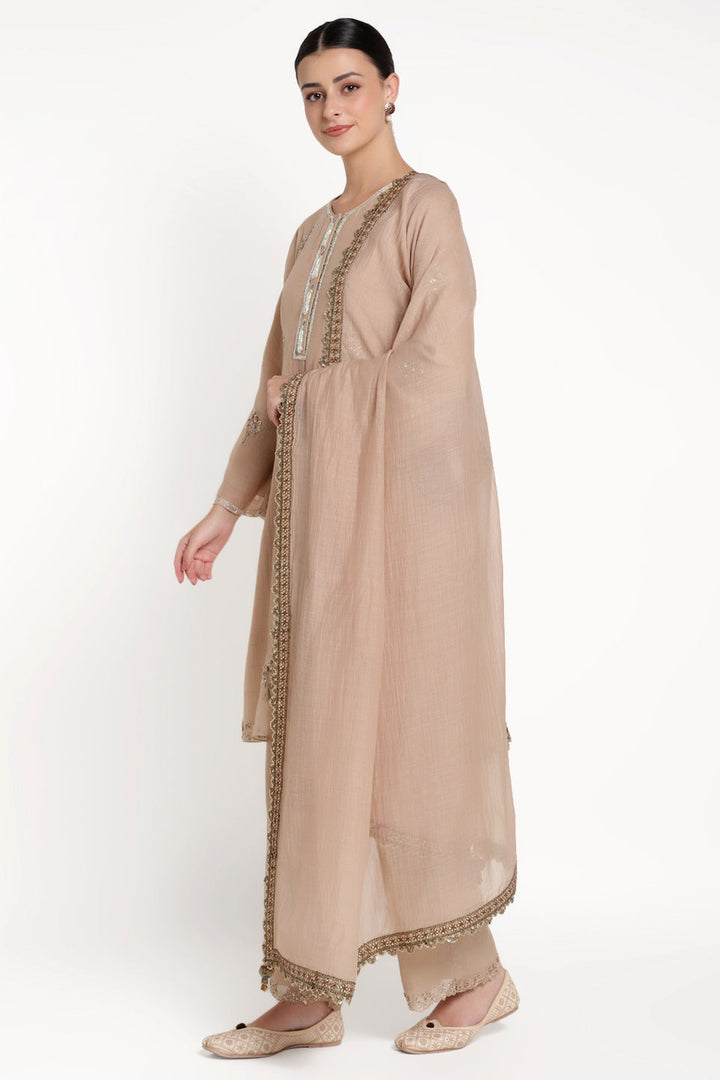 Beige Noor E Bow Kurta Set