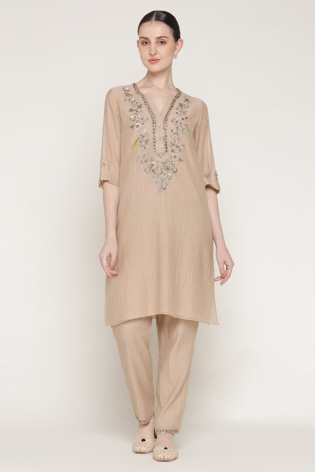 Beige Noor E Phool Coord Set