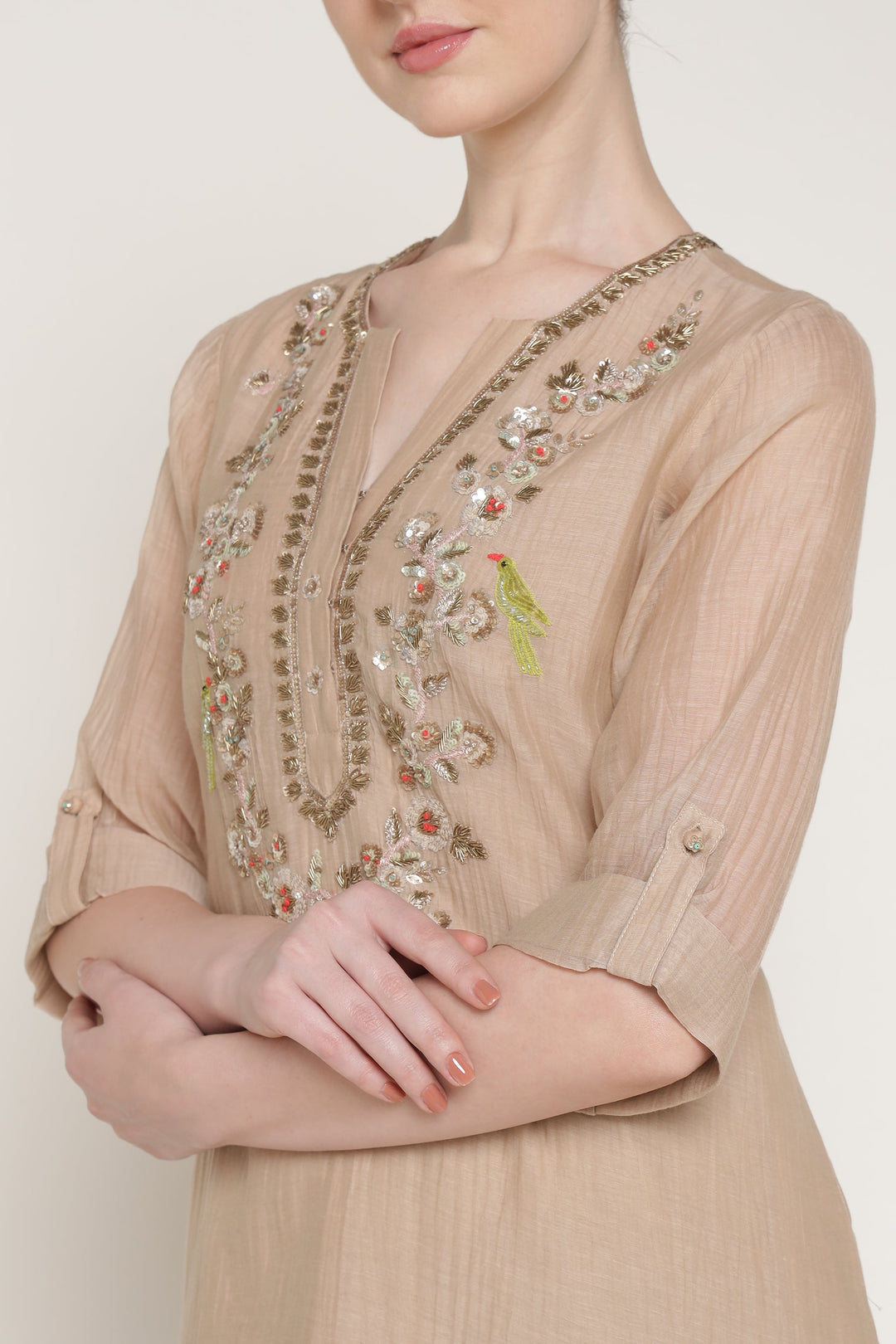 Beige Noor E Phool Coord Set