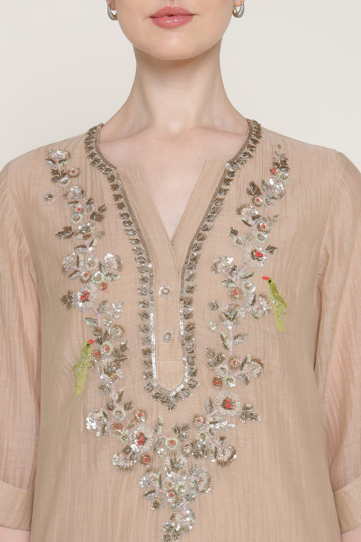 Beige Noor E Phool Coord Set