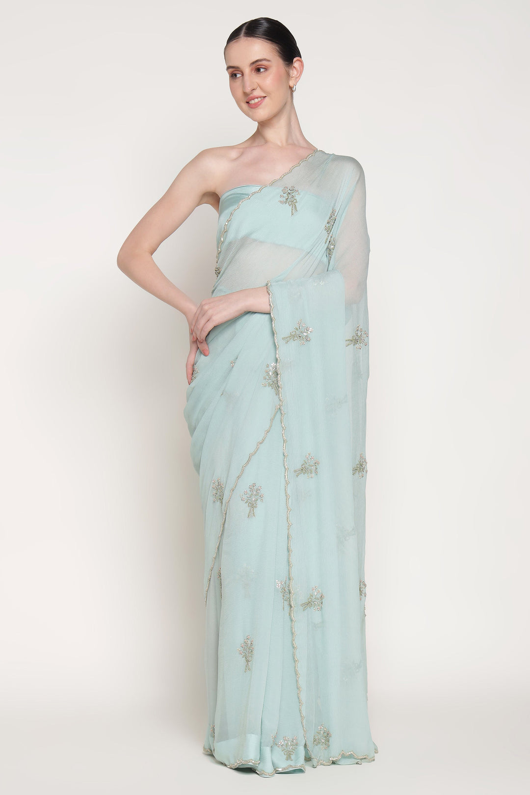 Citrus Blue Girl Bow Saree