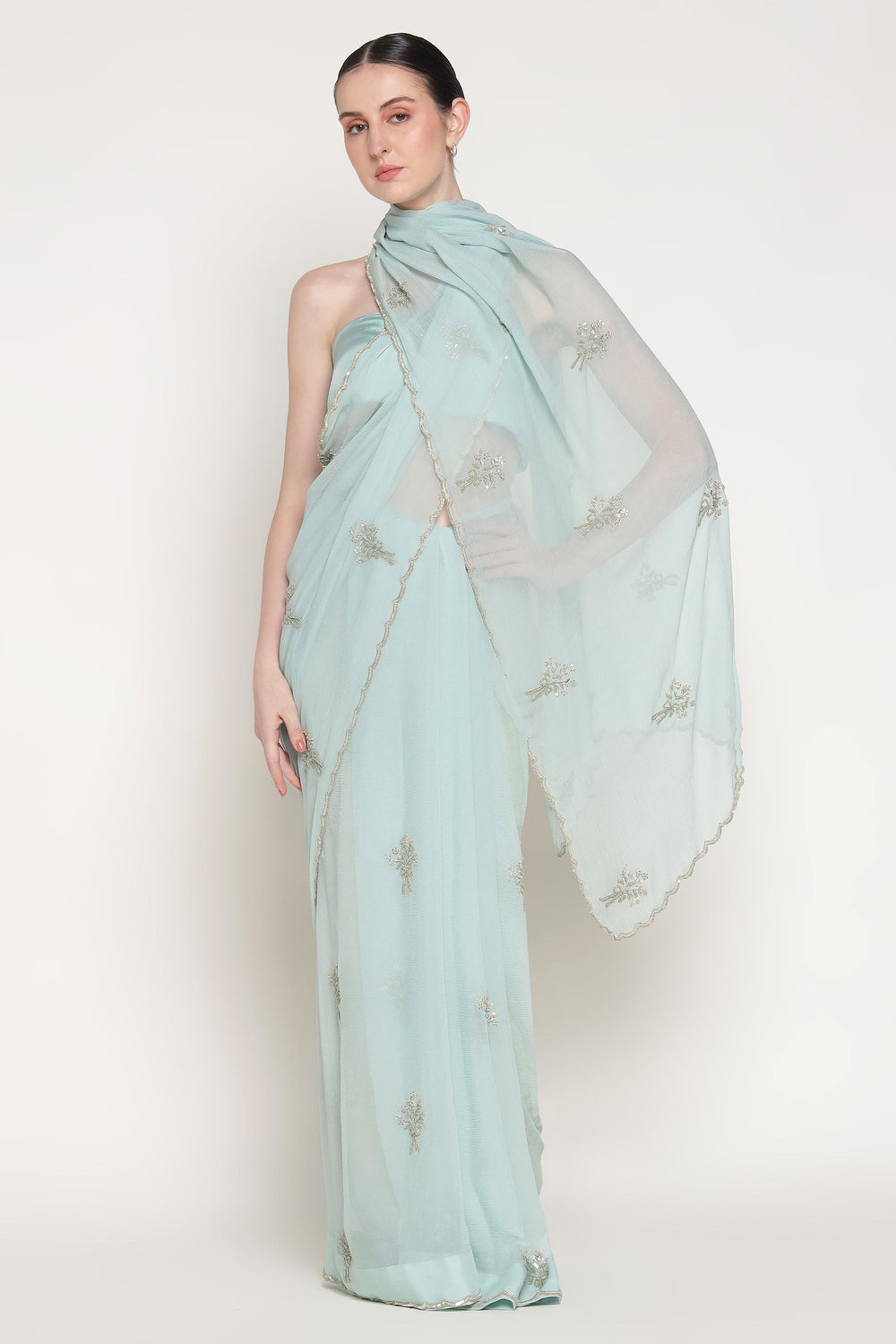 Citrus Blue Girl Bow Saree