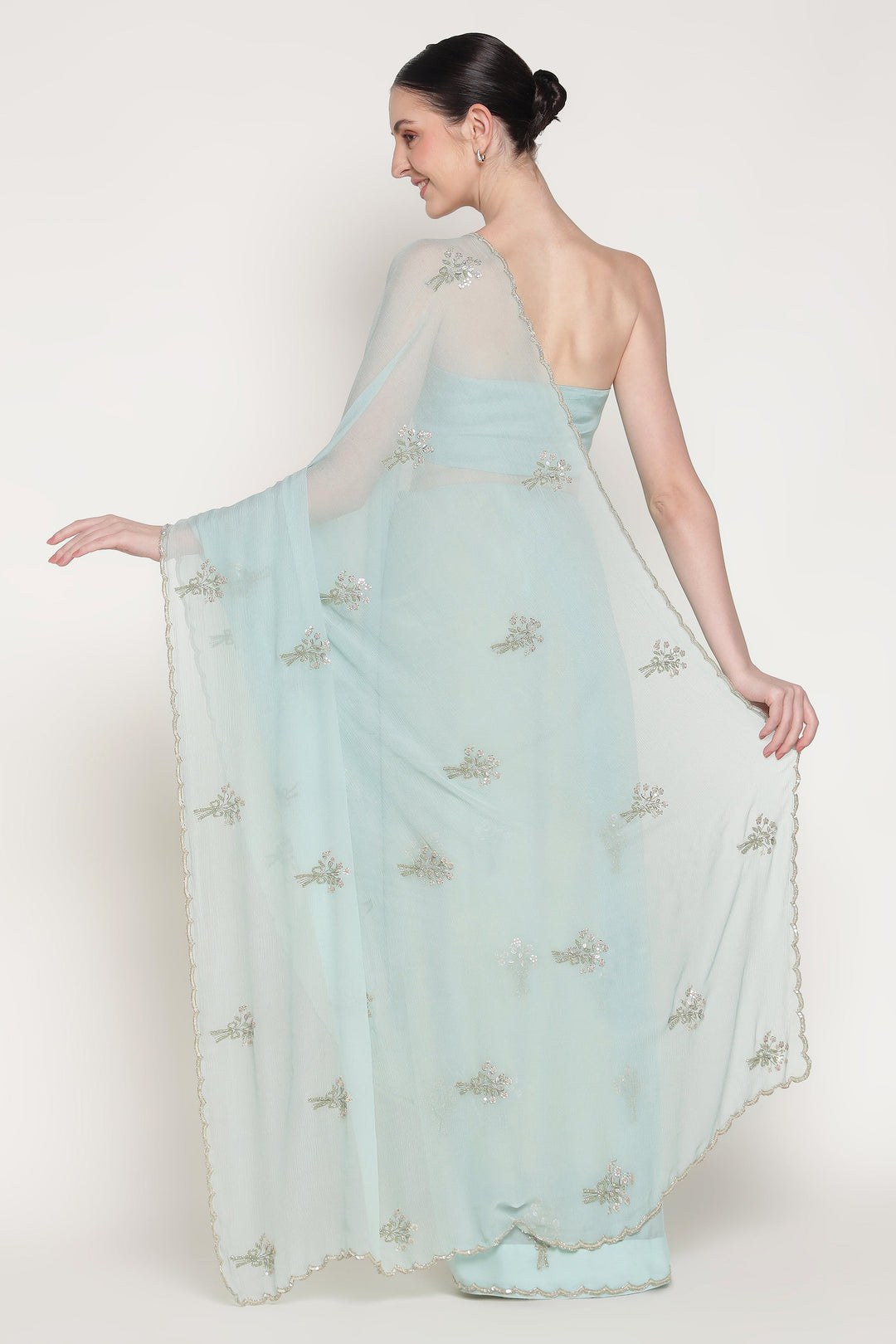 Citrus Blue Girl Bow Saree