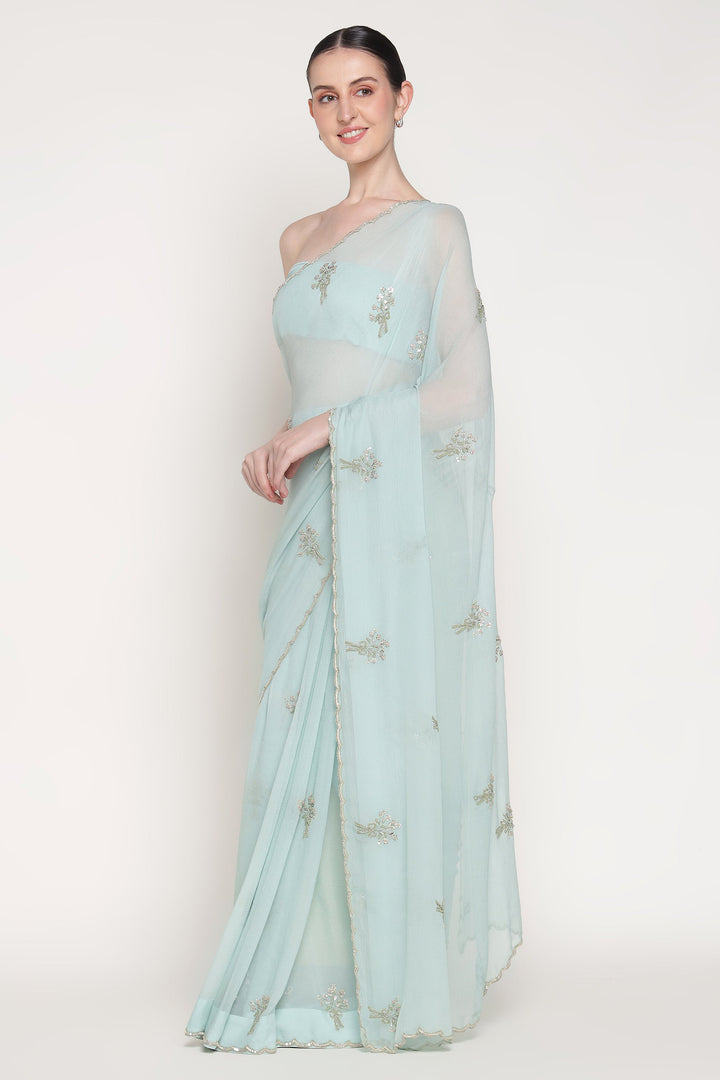 Citrus Blue Girl Bow Saree