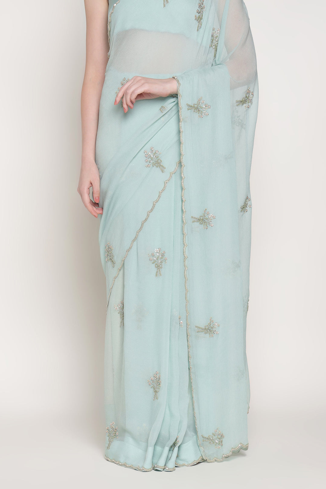 Citrus Blue Girl Bow Saree