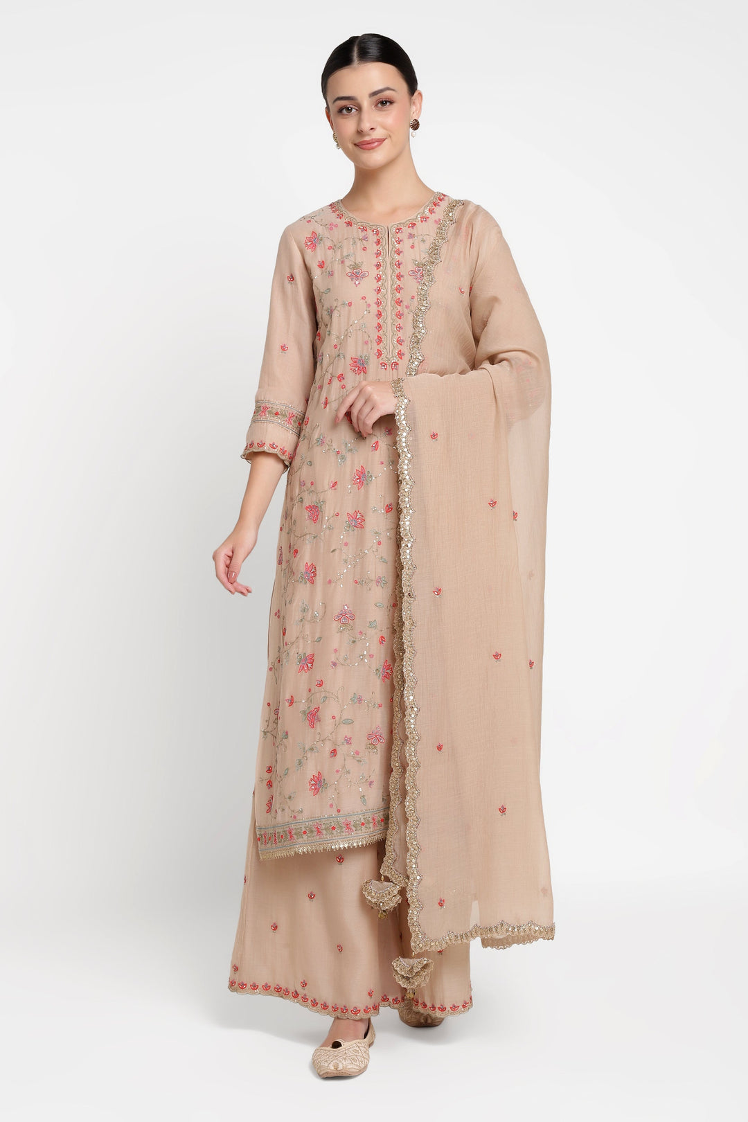 Beige Ari Chintz Straight Kurta Set