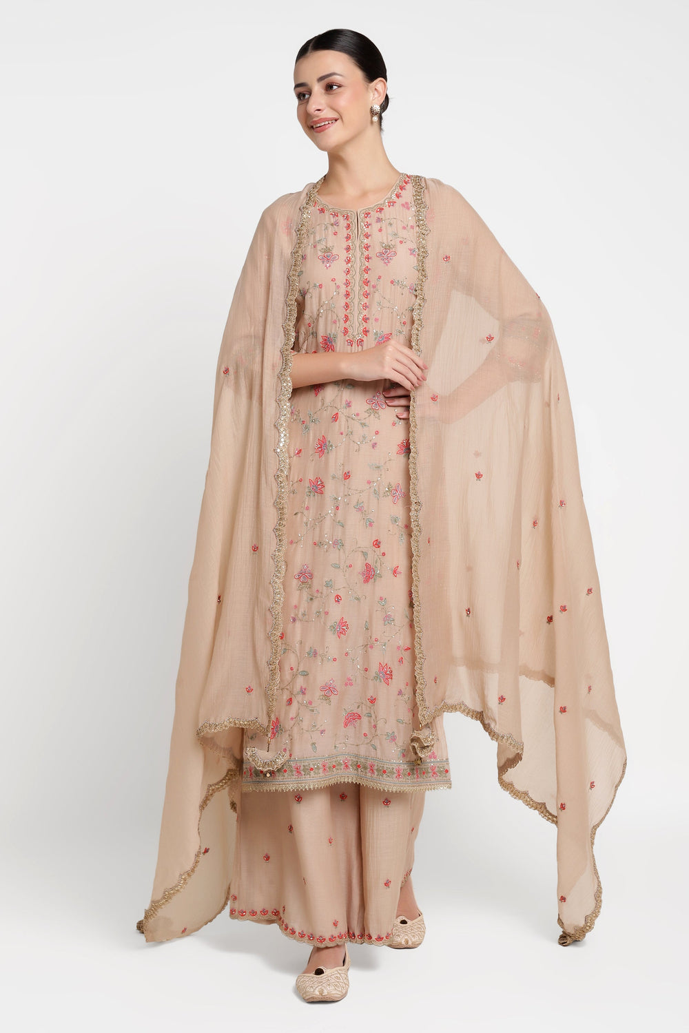 Beige Ari Chintz Straight Kurta Set