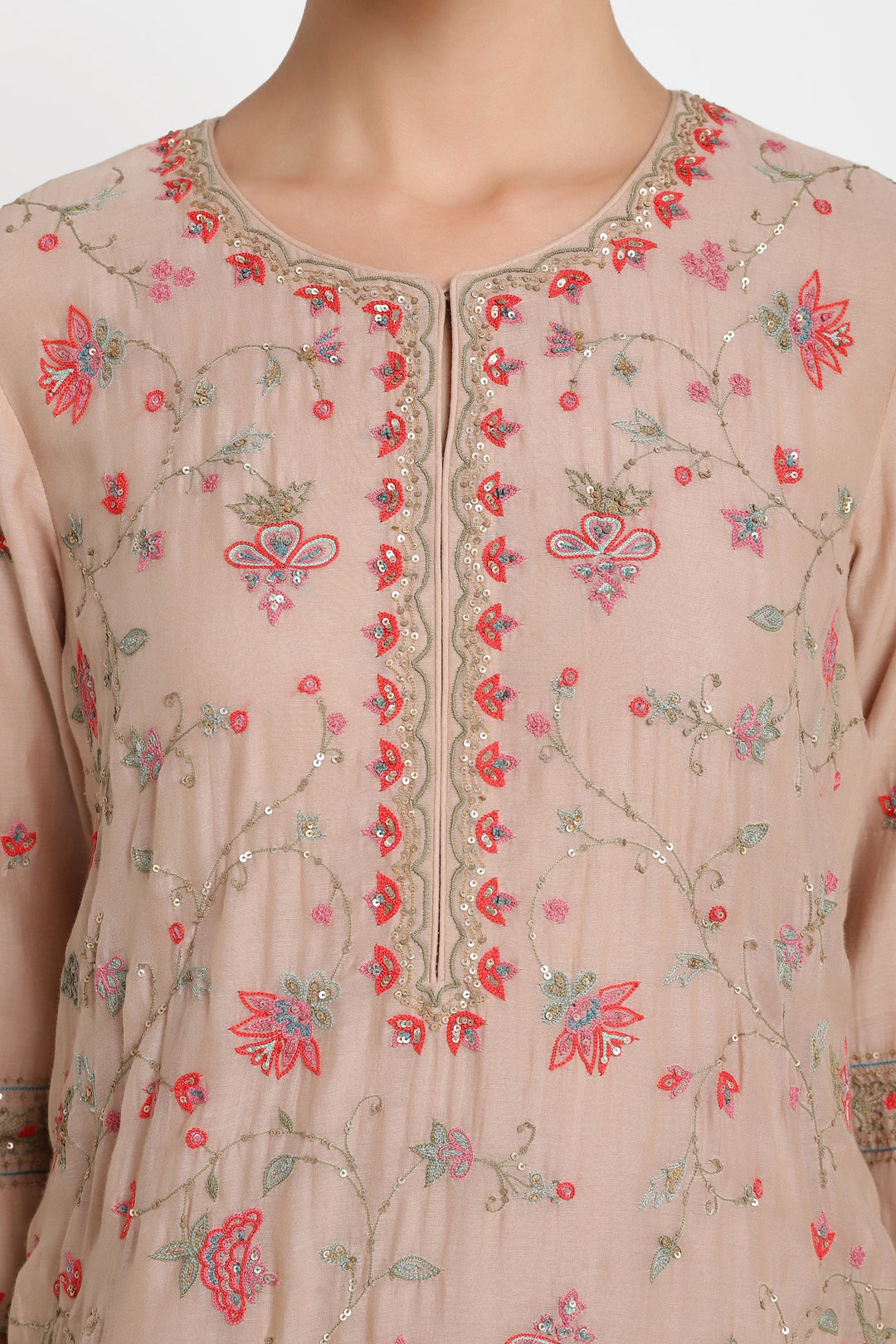 Beige Ari Chintz Straight Kurta Set