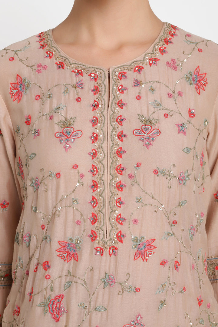 Beige Ari Chintz Straight Kurta Set