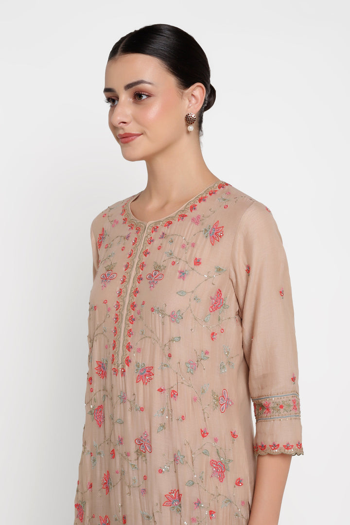 Beige Ari Chintz Straight Kurta Set