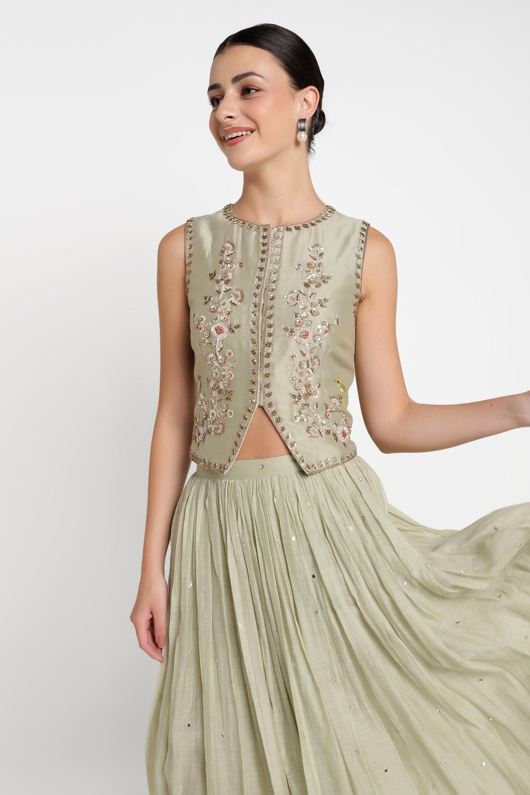 Sage Green Noor E Phool Skirt Top