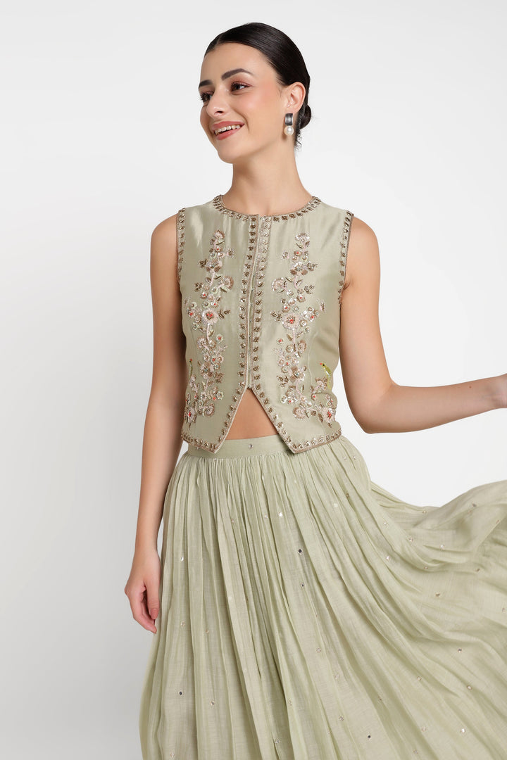 Sage Green Noor E Phool Skirt Top