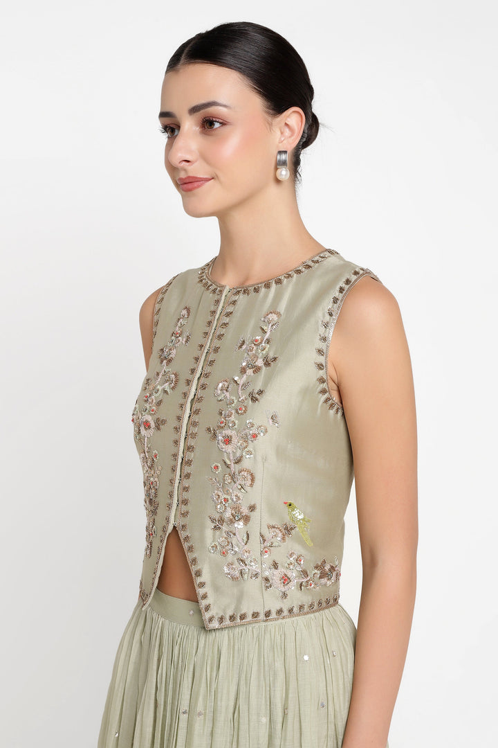 Sage Green Noor E Phool Skirt Top