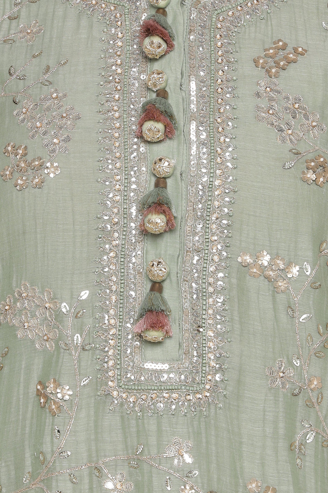 Winter Teal Vrinda Gota Jaal Kurta Set