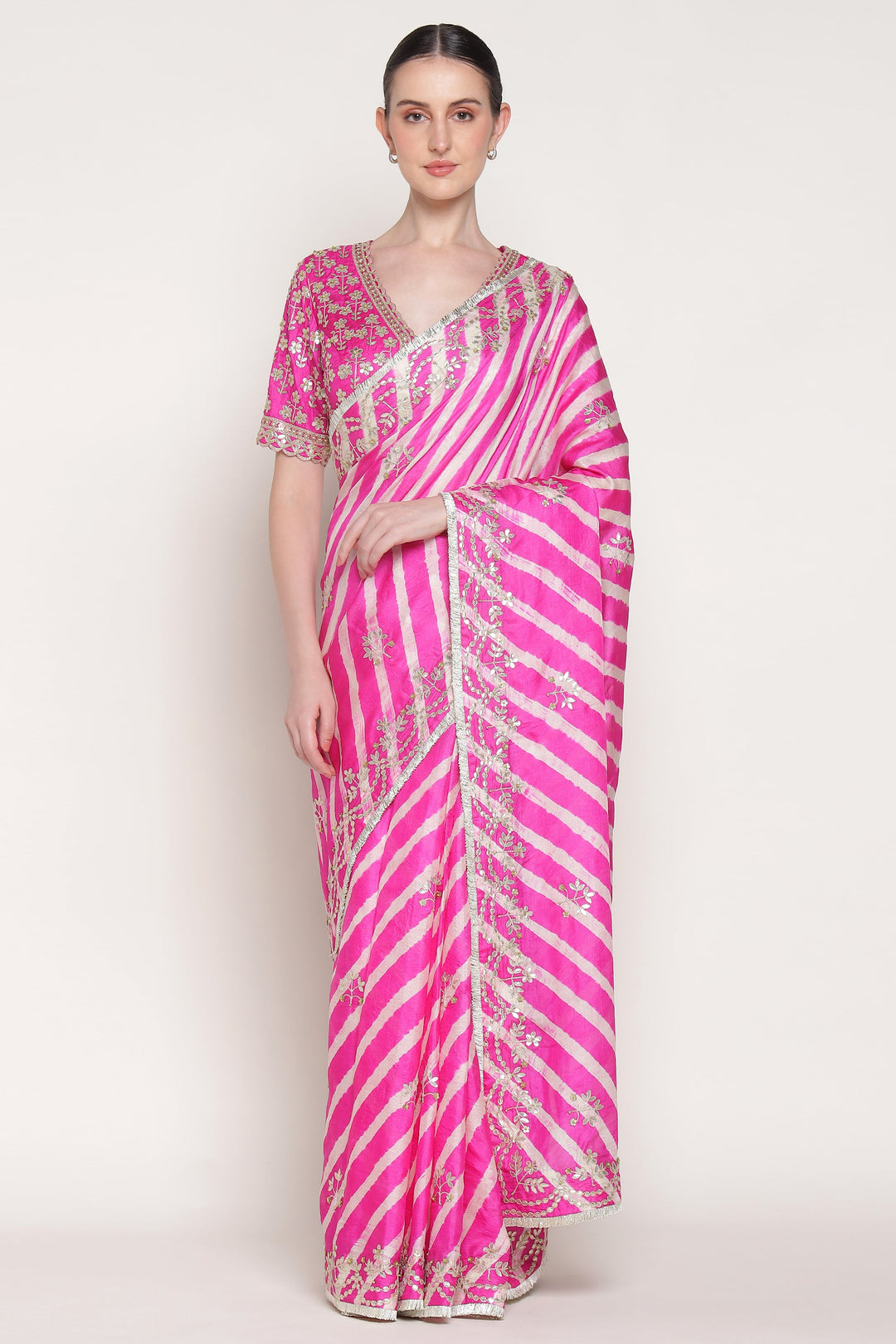 Pink Harsingar Saree