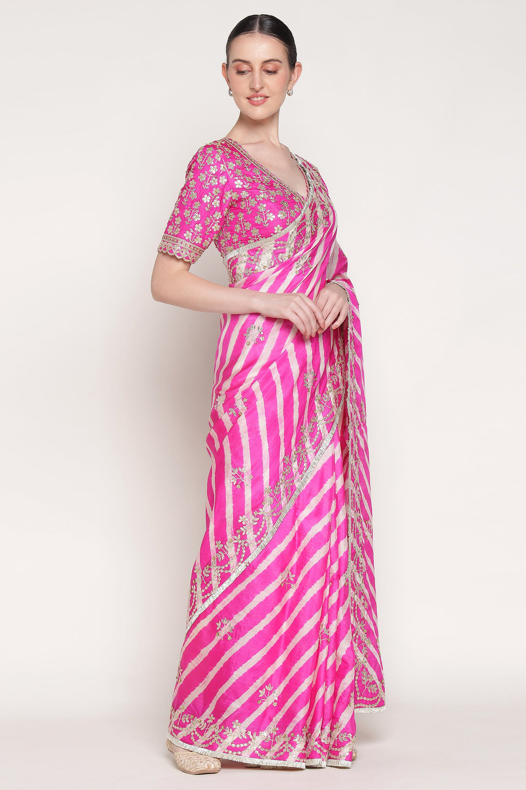 Pink Harsingar Saree