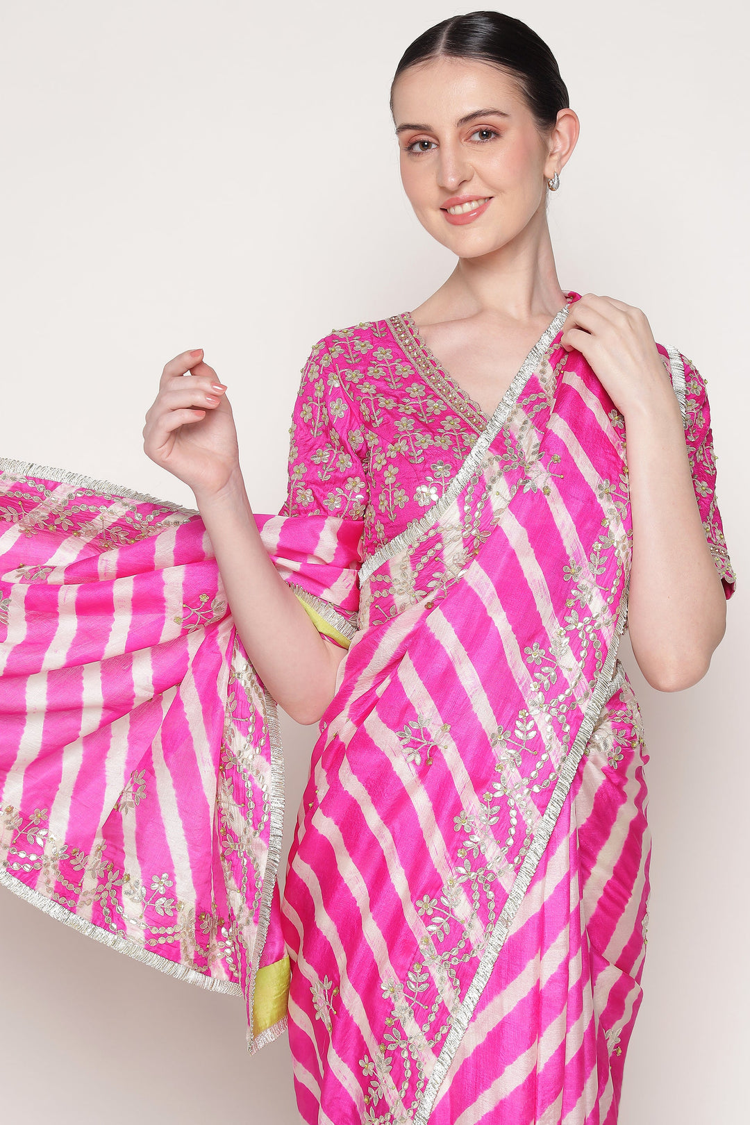 Pink Harsingar Saree
