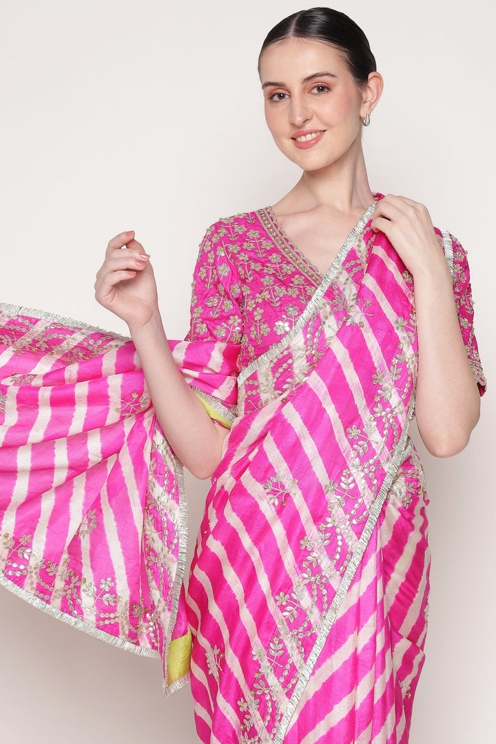 Pink Harsingar Saree