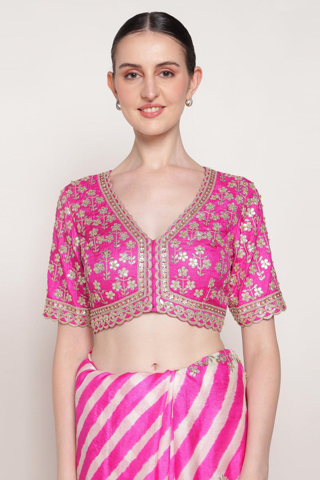 Pink Harsingar Saree