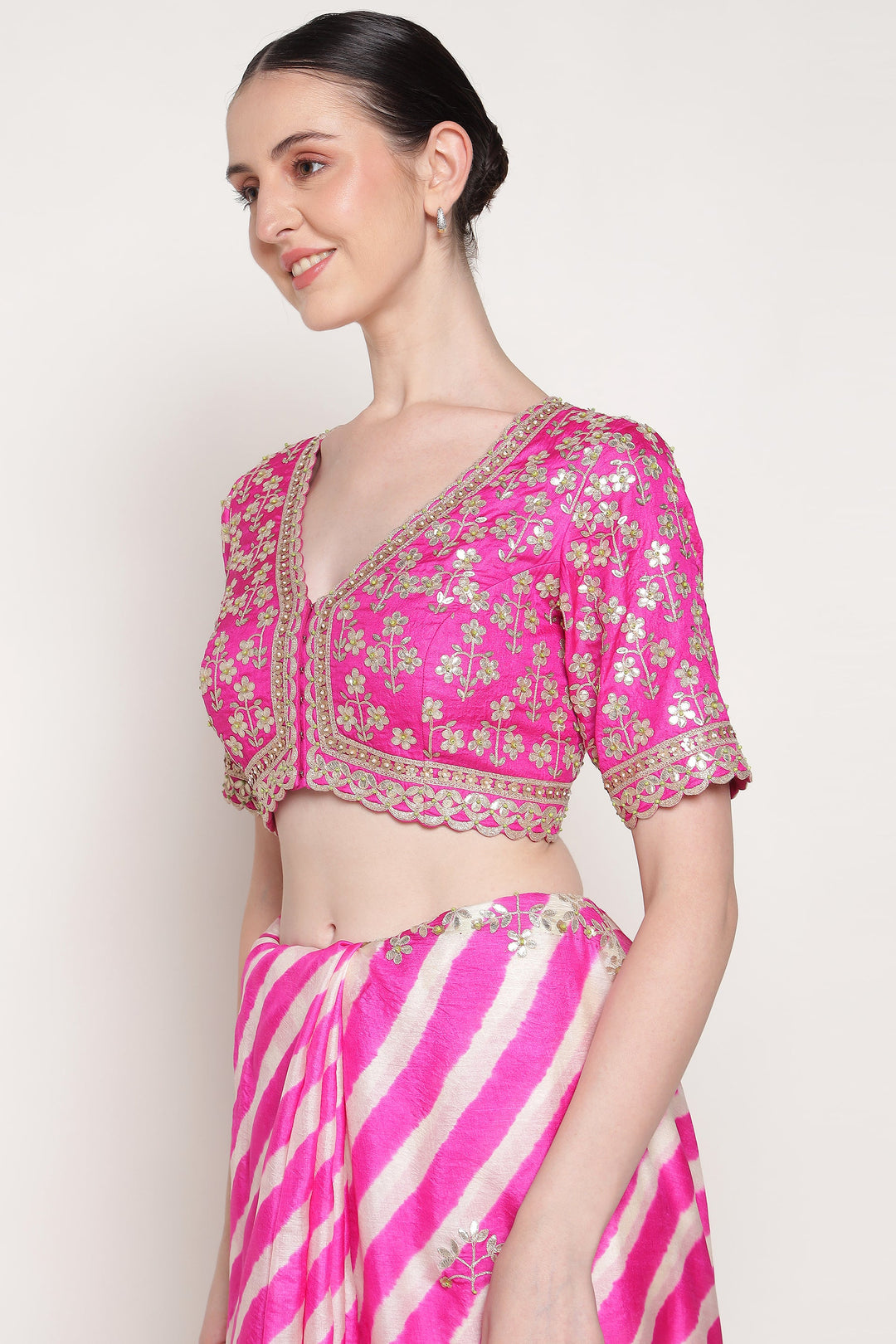 Pink Harsingar Saree