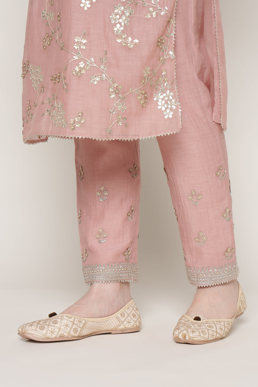 Pink Vrinda Gota Jaal Kurta Set