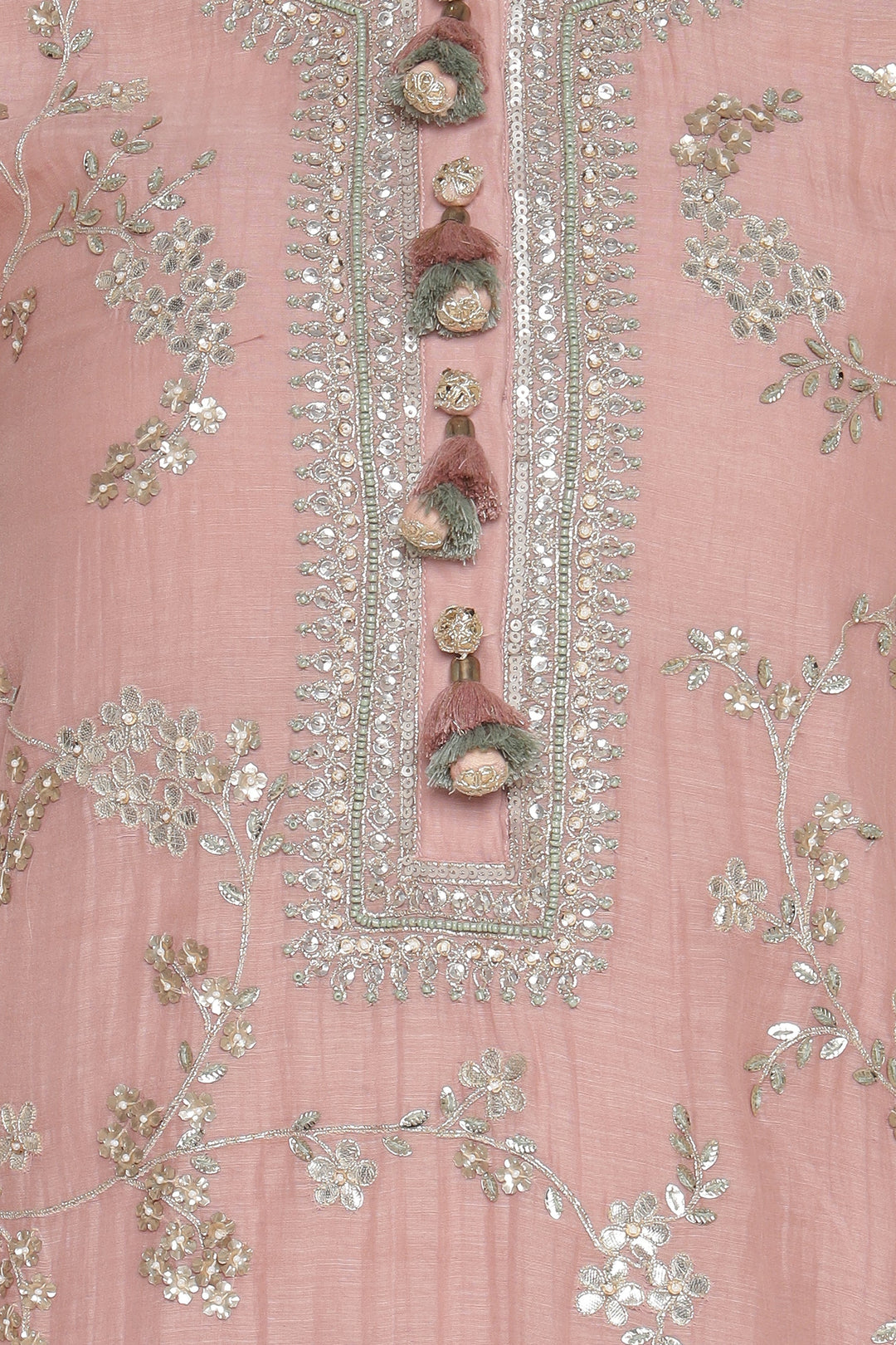Pink Vrinda Gota Jaal Kurta Set