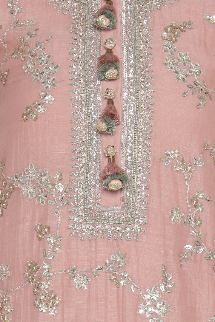 Pink Vrinda Gota Jaal Kurta Set