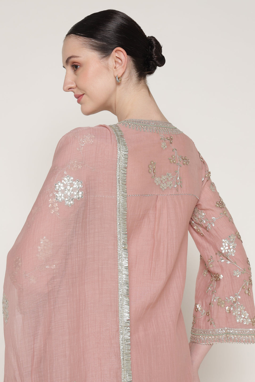 Pink Vrinda Gota Jaal Kurta Set