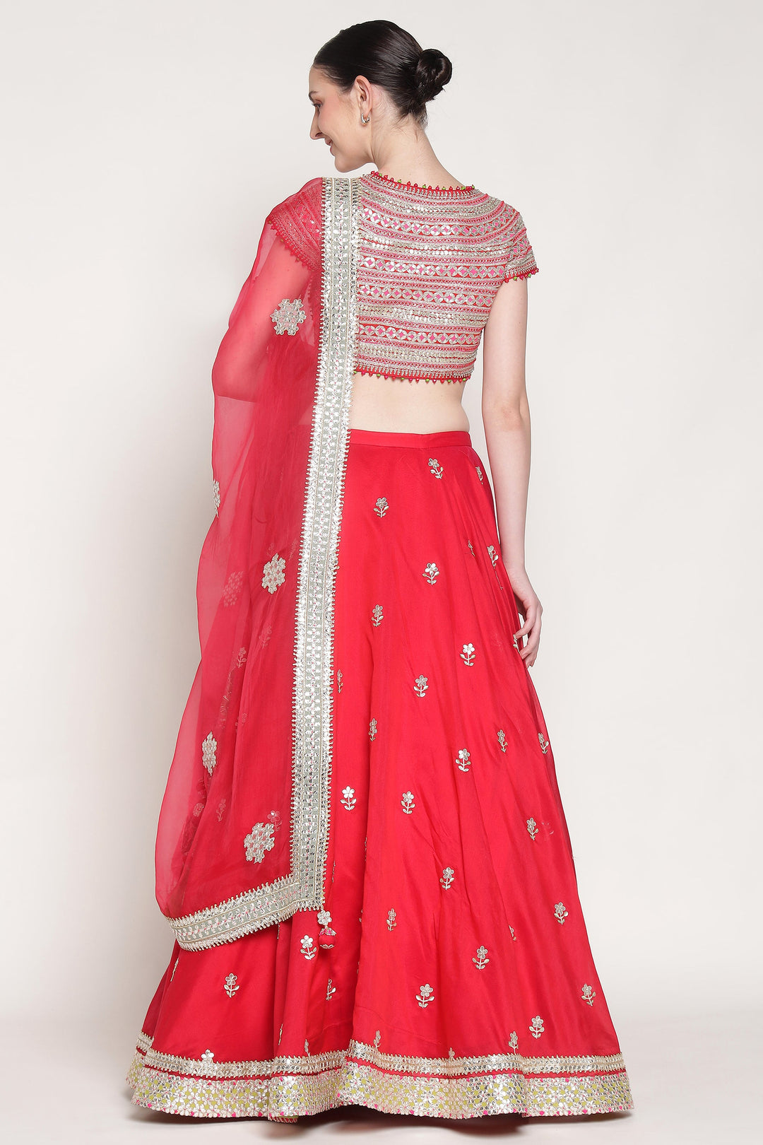 Red Gota Phool Lehenga