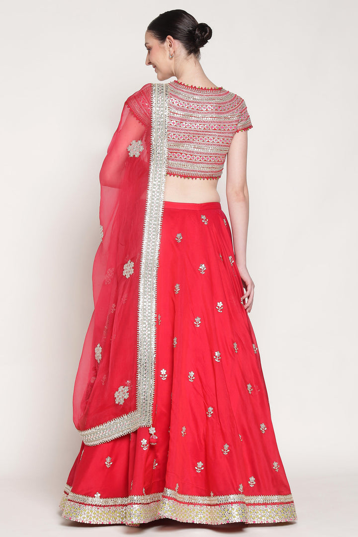 Red Gota Phool Lehenga