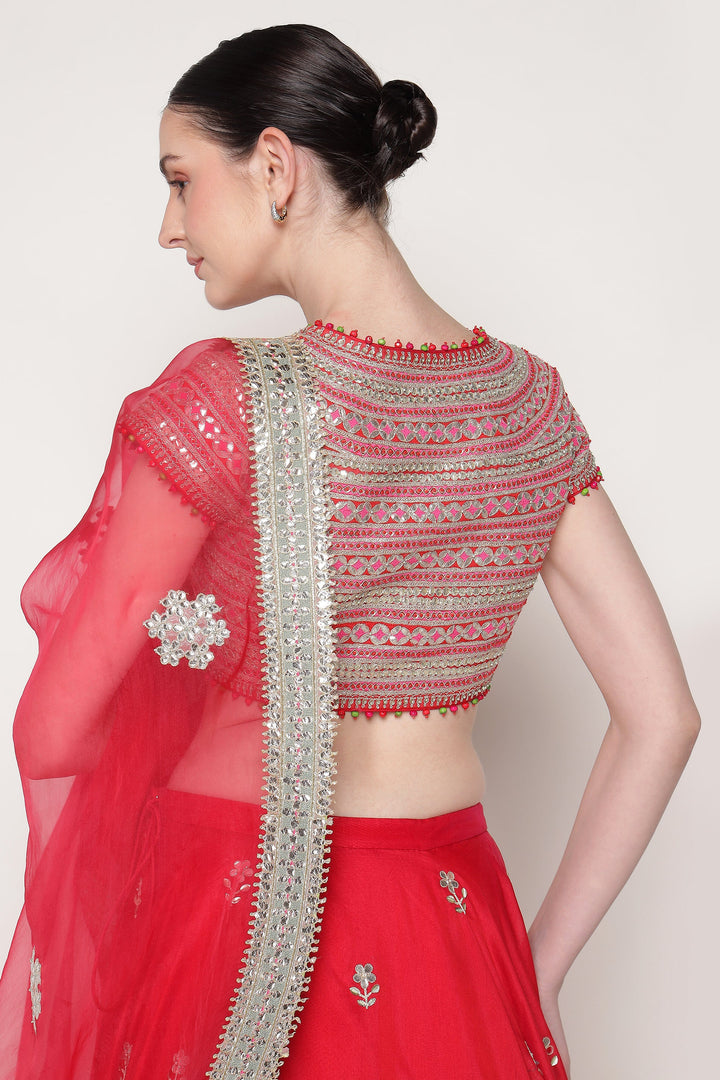 Red Gota Phool Lehenga
