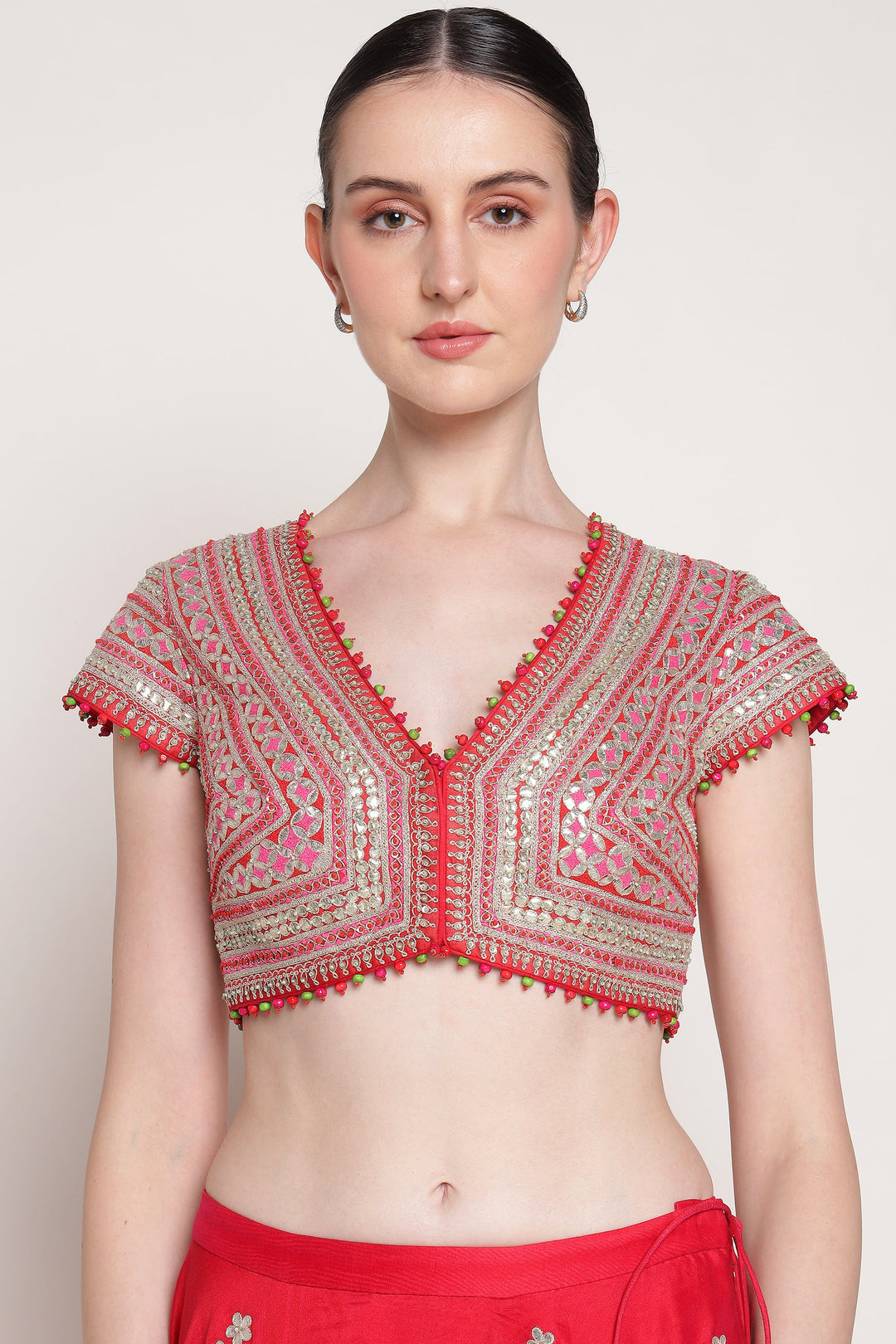 Red Gota Phool Lehenga