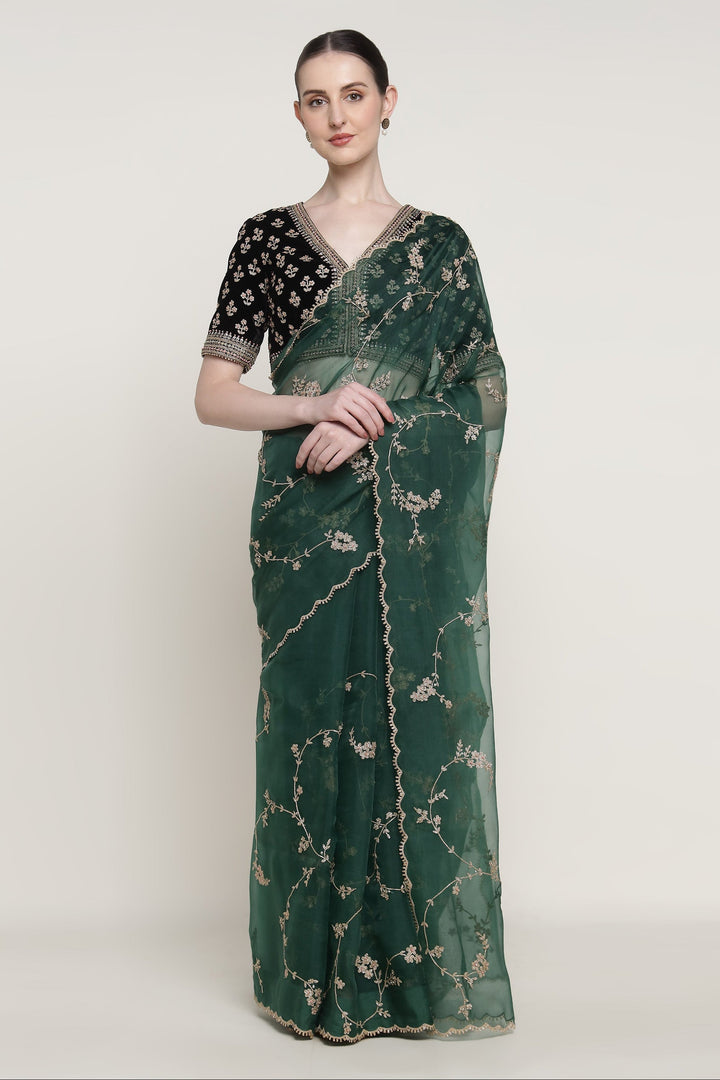 Emerald Green Vrinda Dori Saree Set