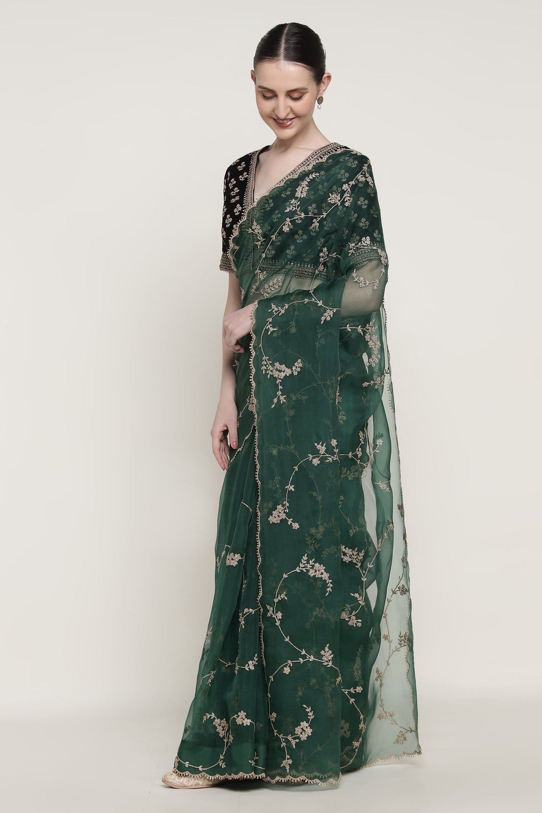 Emerald Green Vrinda Dori Saree Set