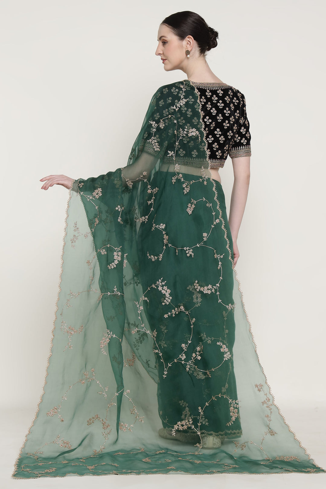 Emerald Green Vrinda Dori Saree Set