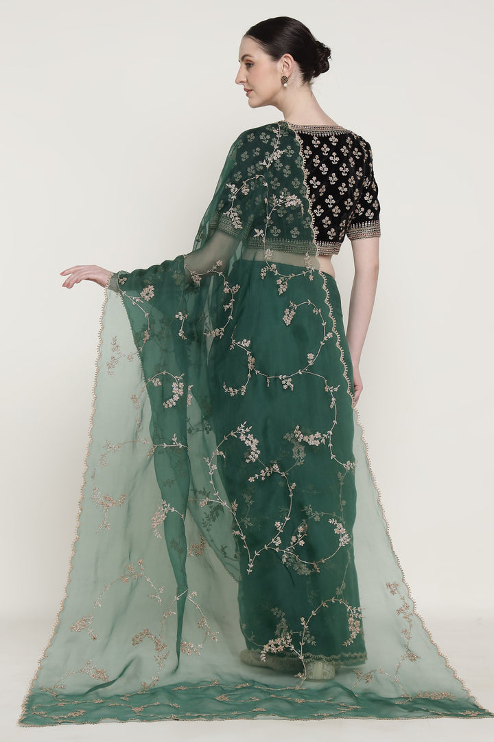 Emerald Green Vrinda Dori Saree Set