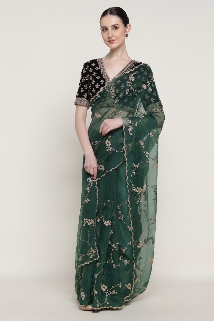 Emerald Green Vrinda Dori Saree Set