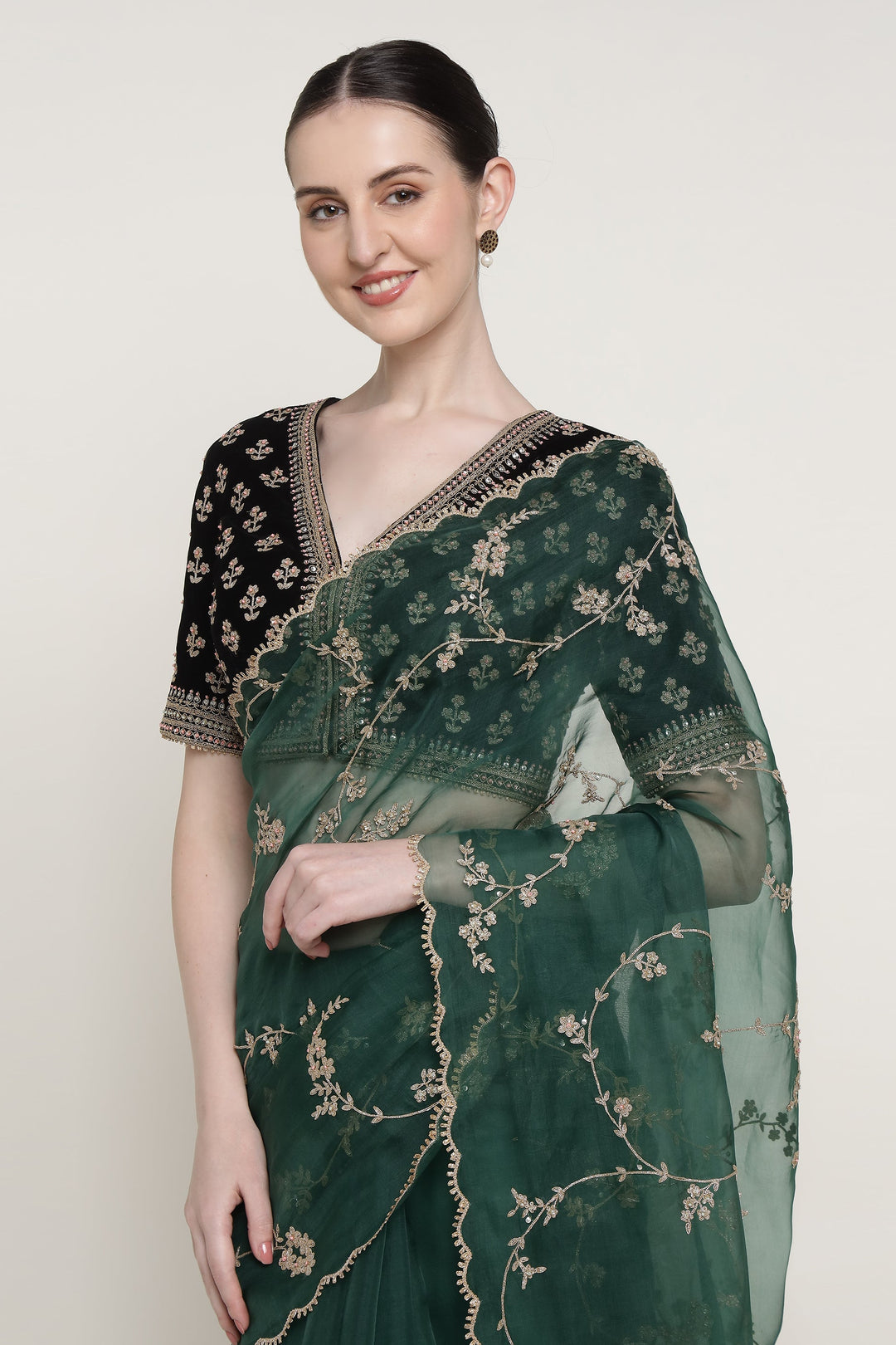Emerald Green Vrinda Dori Saree Set