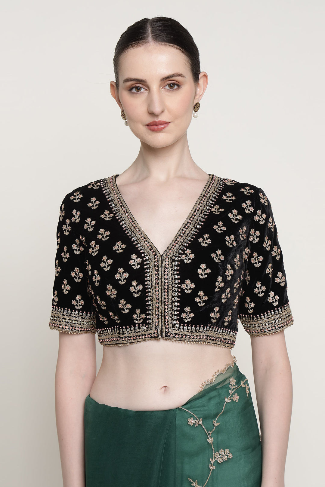 Emerald Green Vrinda Dori Saree Set