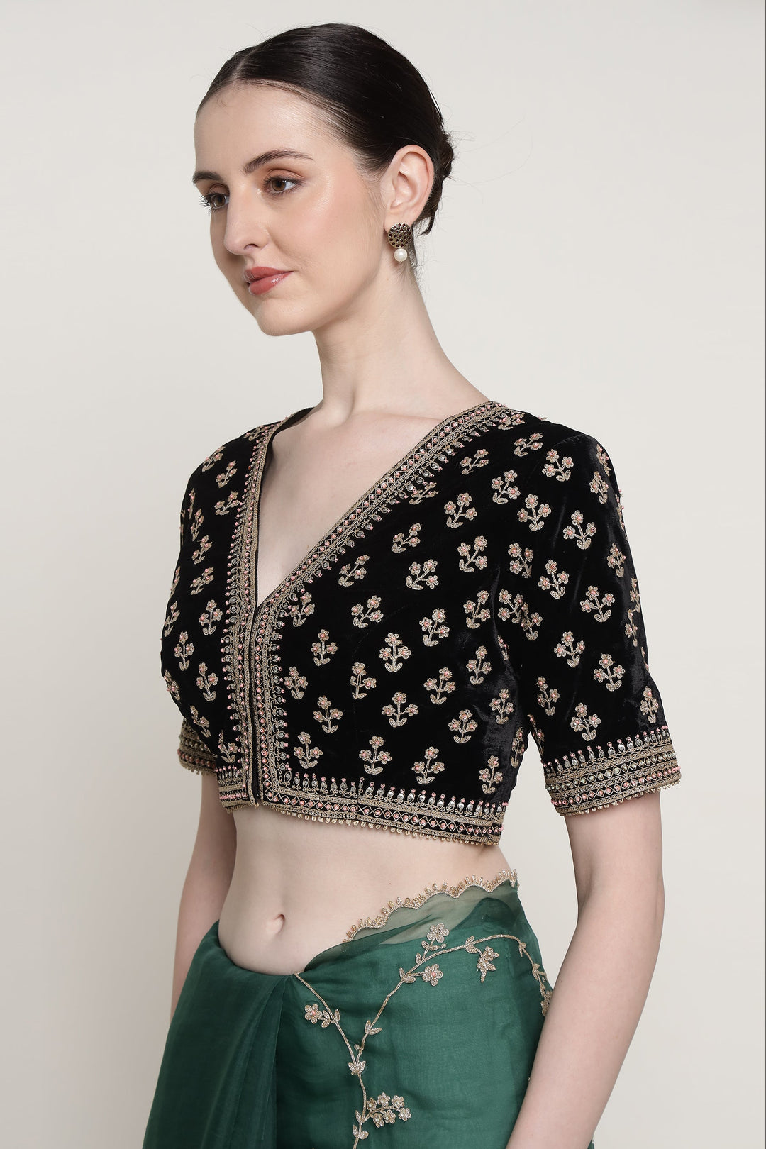 Emerald Green Vrinda Dori Saree Set