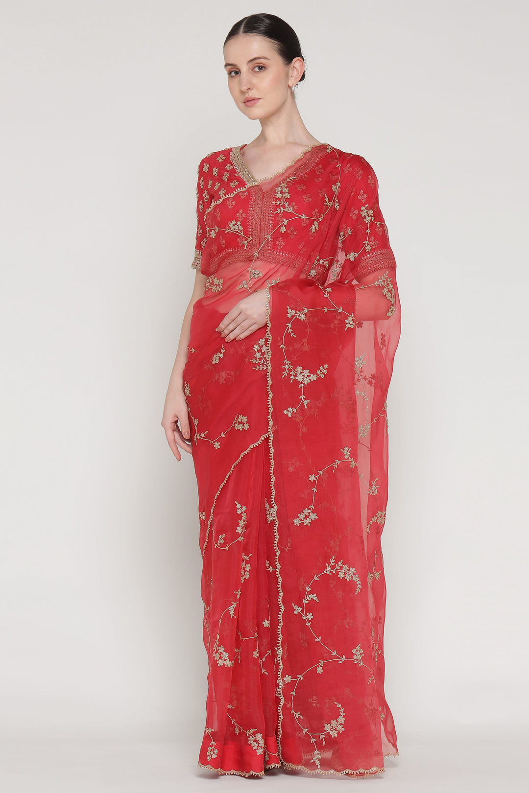 Red Vrinda Dori Saree Set