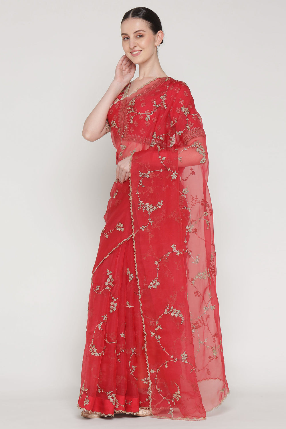 Red Vrinda Dori Saree Set