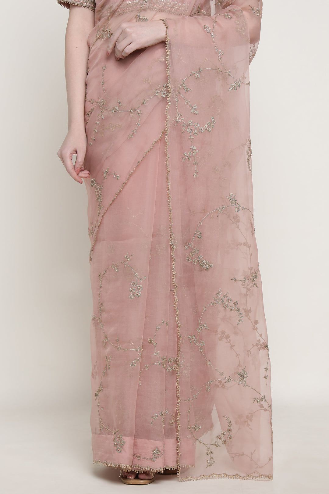 Noor Pink Vrinda Dori Saree Set