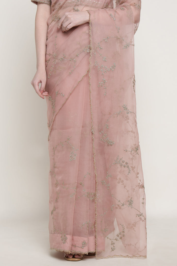 Noor Pink Vrinda Dori Saree Set